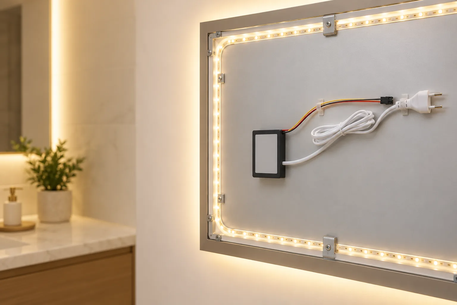 Mirror Switches with Built-in Power Supply in use (illustration)