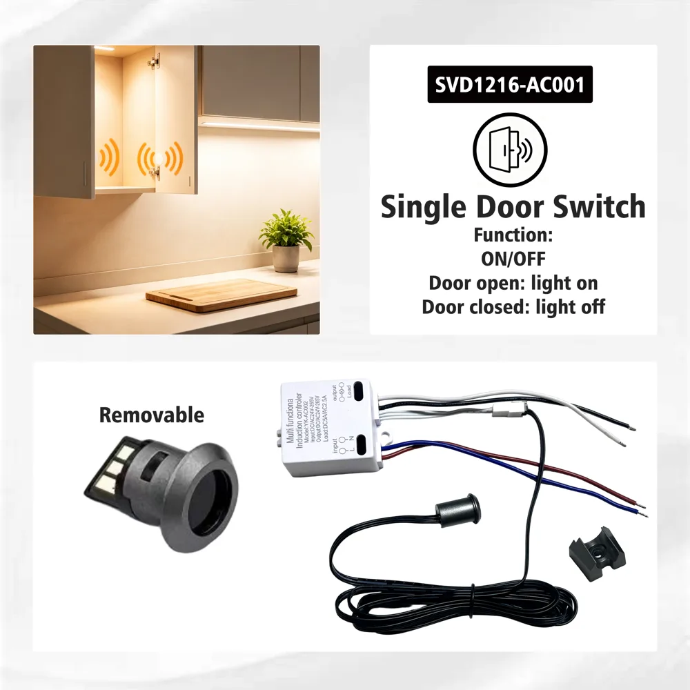 110-220V Hidden Touch and Door Sensor Switch for Cabinets - photo 1
