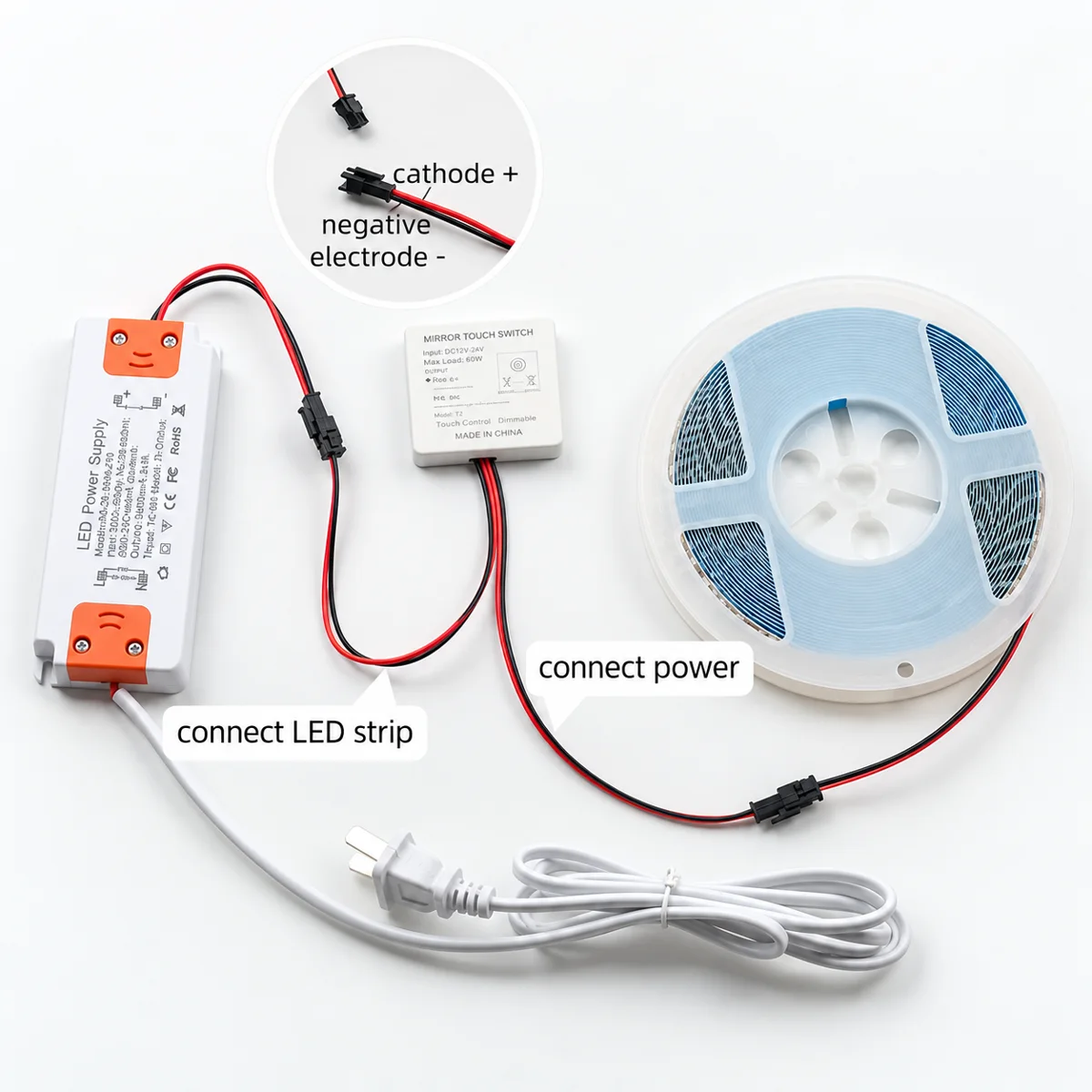 TD100 / TD100D Mirror Touch Dimmer Switch, 12-24V DC - photo 2
