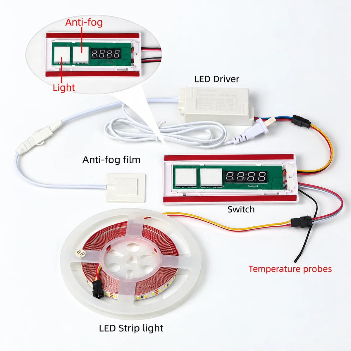 TS-F-03 / TS-F-04 Mirror Switch with Anti-Fog and Clock, 12V 60W - photo 3