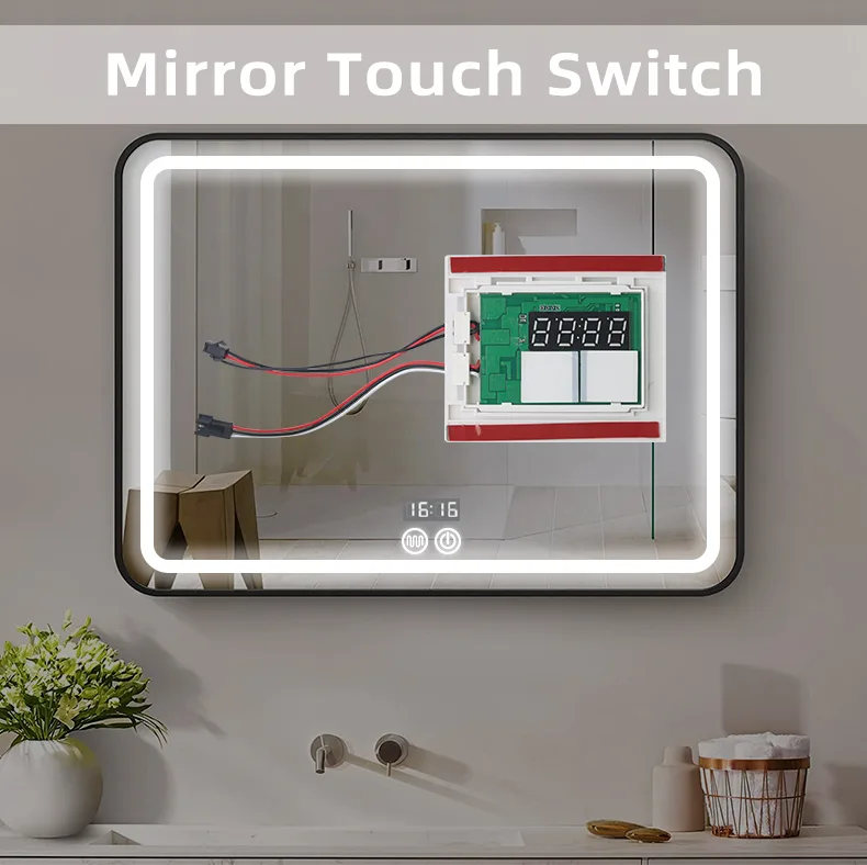 JL-TS-2KEY-UP-03(04) Mirror Touch Switch, Time & Temp, 12V 60W - photo 3
