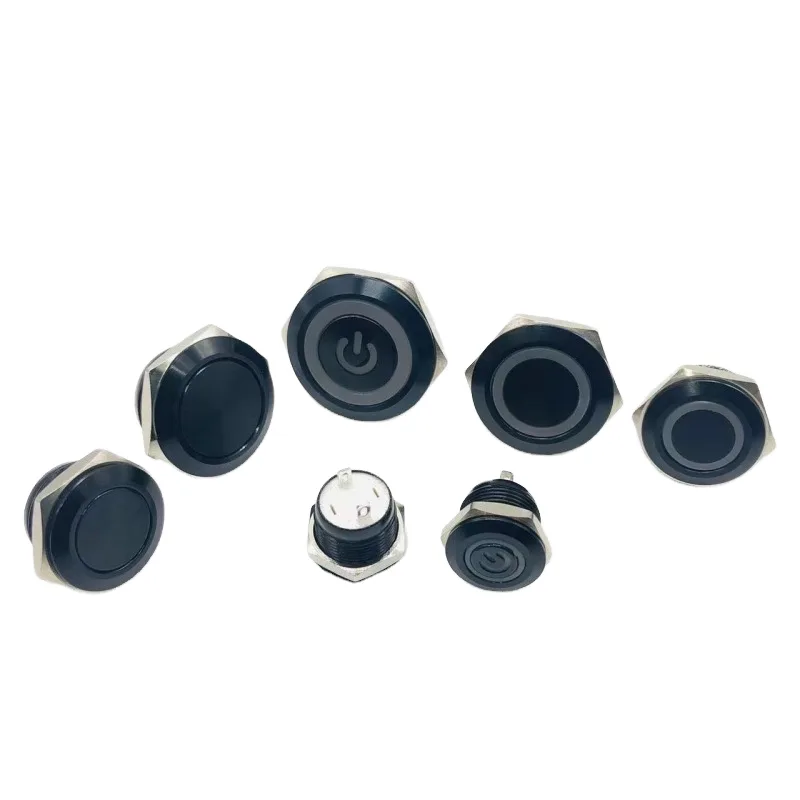 HY-19MM-CD-RGB 19 mm IP67 Metal Push Button, 1NO, Black