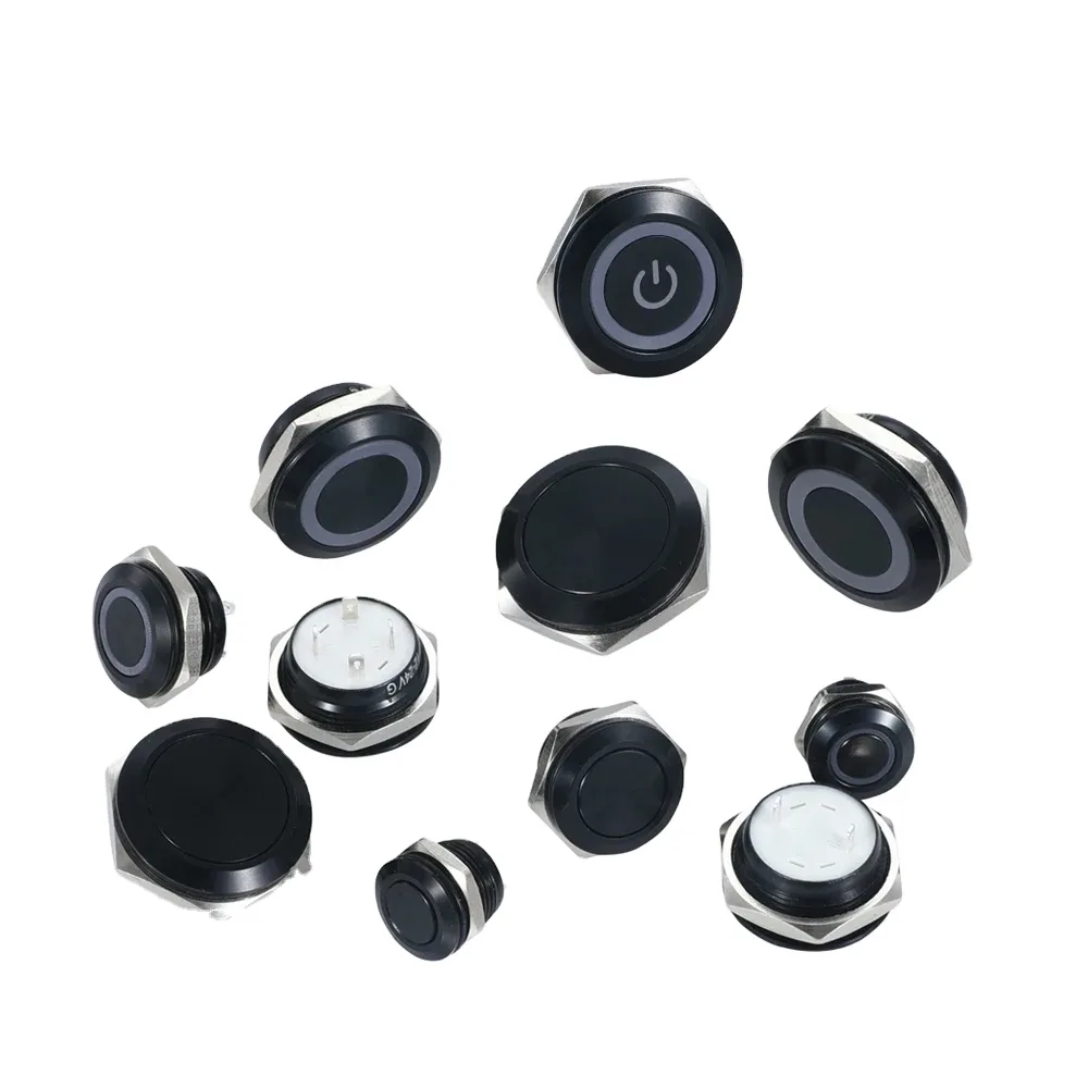 HY-19MM-CD-RGB 19 mm IP67 Metal Push Button, 1NO, Black - photo 4