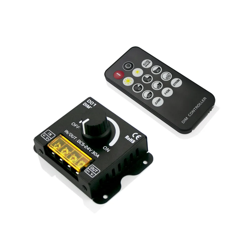30A Knob LED Strip Dimmer with RF Remote, 5-24V 400W - photo 5
