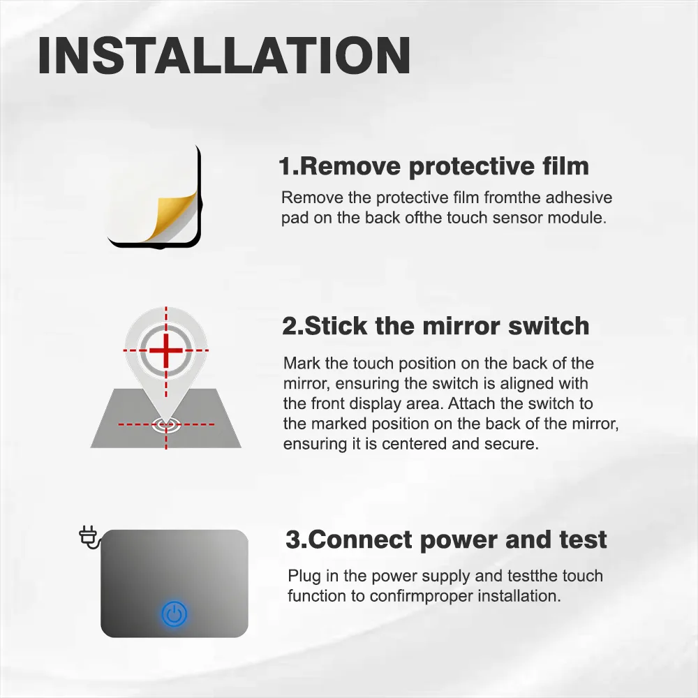 HD001 LED Mirror Touch Dimmer Switch, 12V 3A 36W