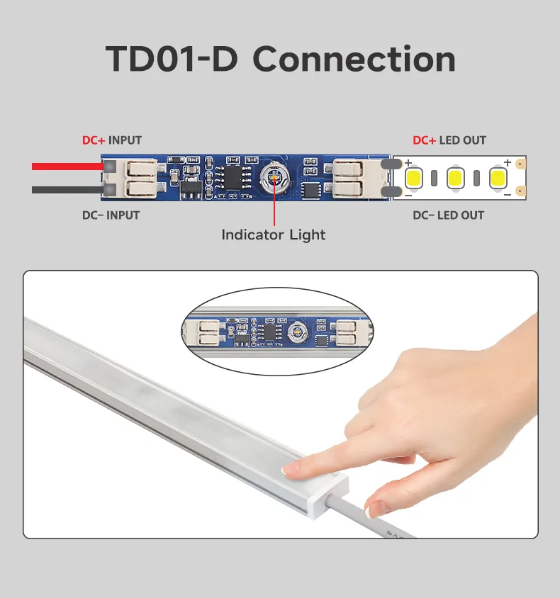 TD01-D Touch Sensor Module for LED Profile Lights, 12/24V 4A - photo 4
