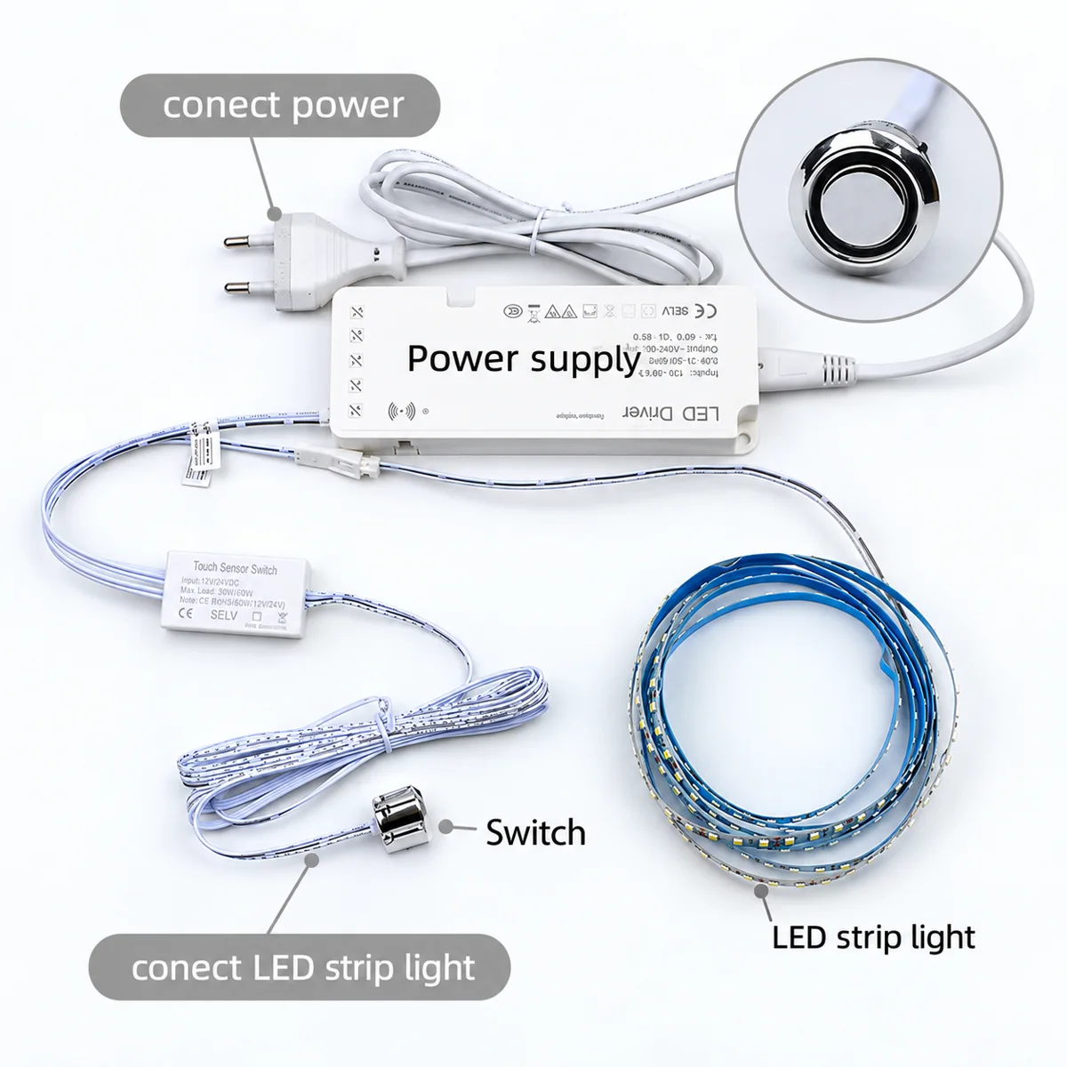 FTM01-C Touch Dimmer for Furniture Lights, 12V 60W / 24V 100W - photo 4
