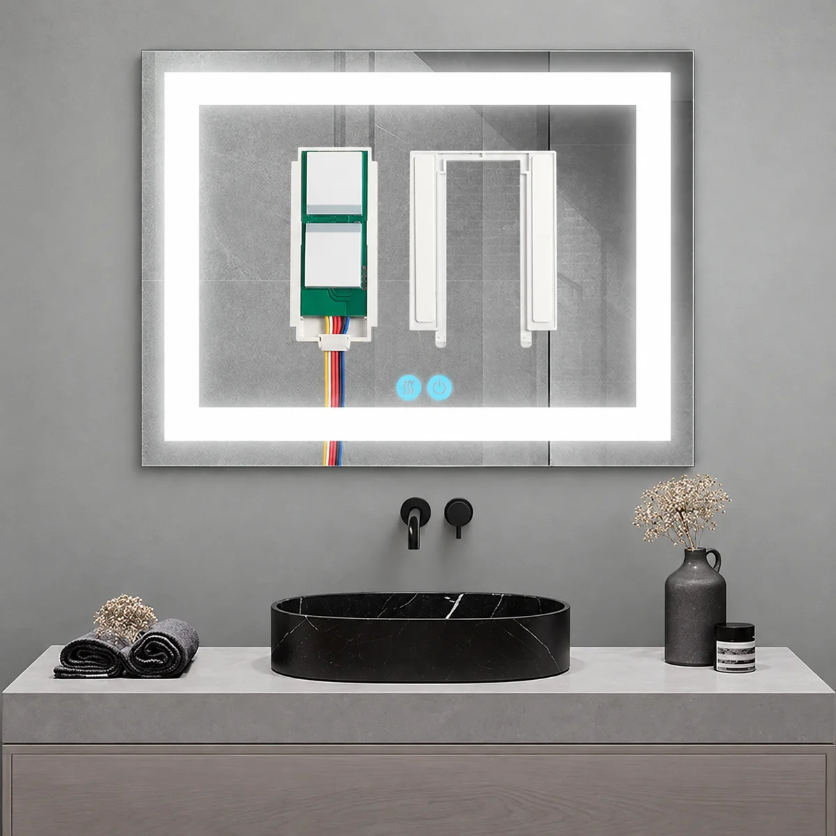 FWS-6D Dual-Button Mirror Touch Switch with Defogger, 24V 60W - photo 3