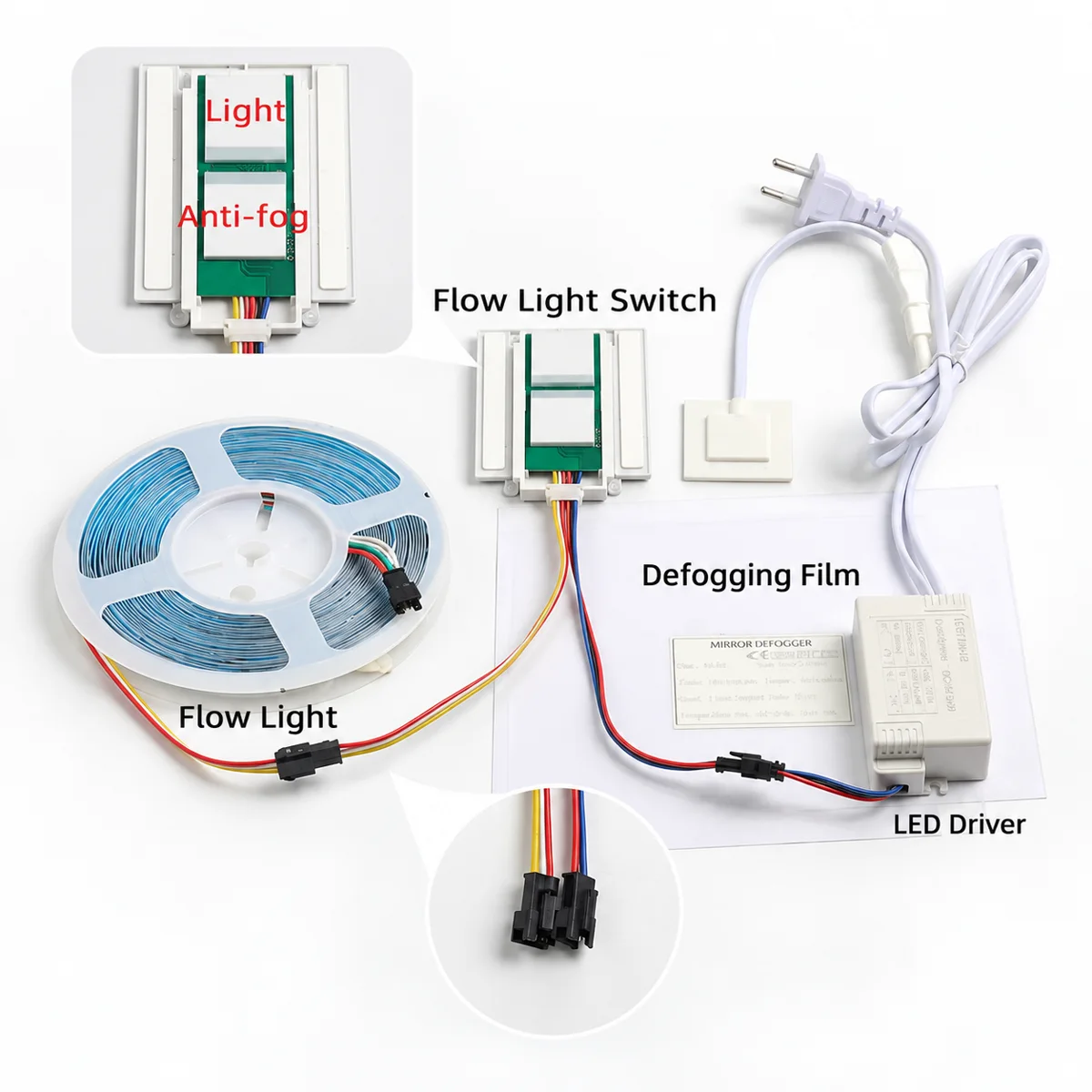 FWS-6D Dual-Button Mirror Touch Switch with Defogger, 24V 60W - photo 4