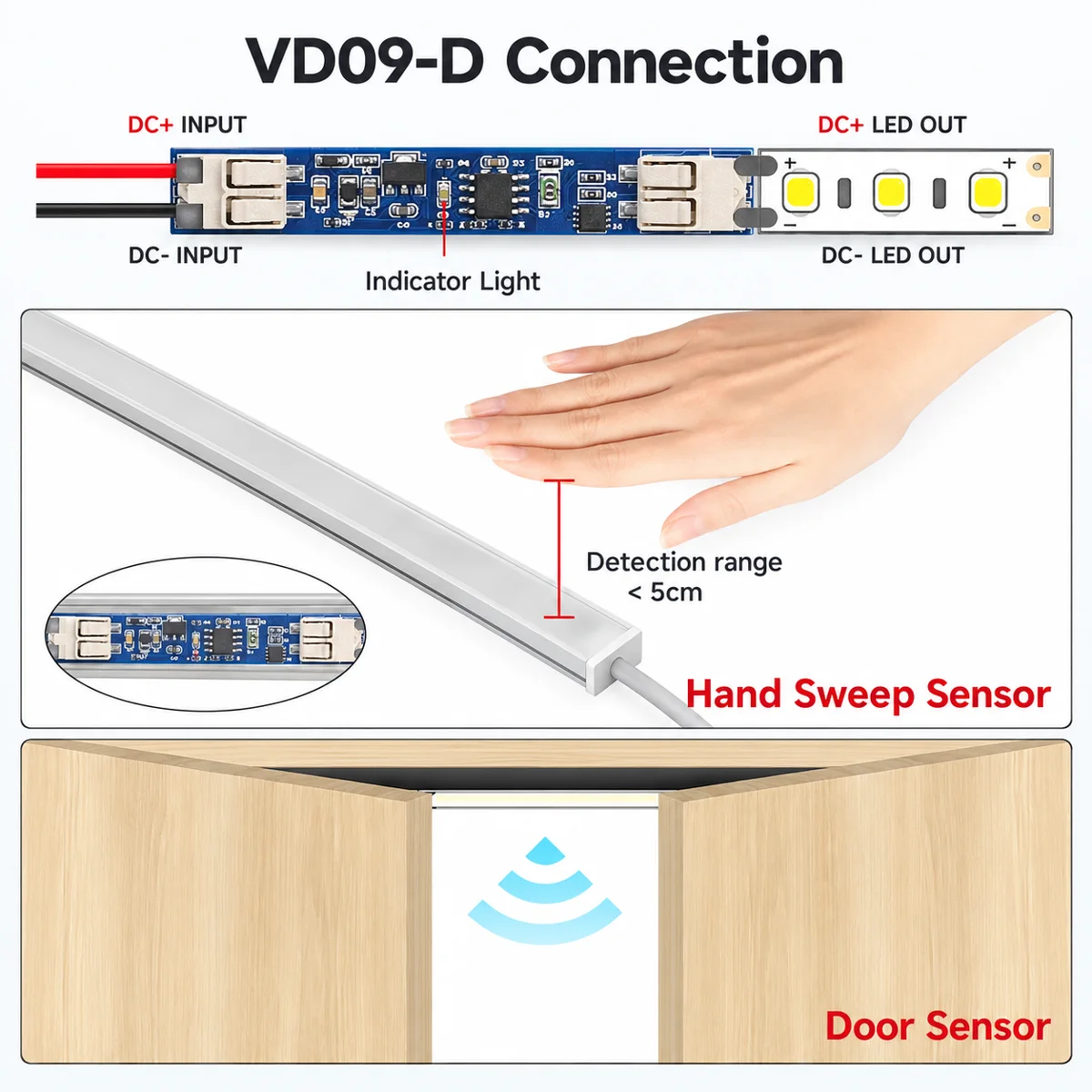 VD09-D Cabinet Touch Sensor Switch, 12V/24V 4A, 1-8 cm - photo 4