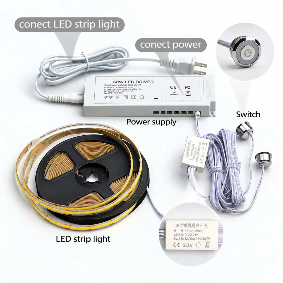 YK-CX Detachable Hand-Sweep and Door Sensor Switches, 12/24V - photo 4