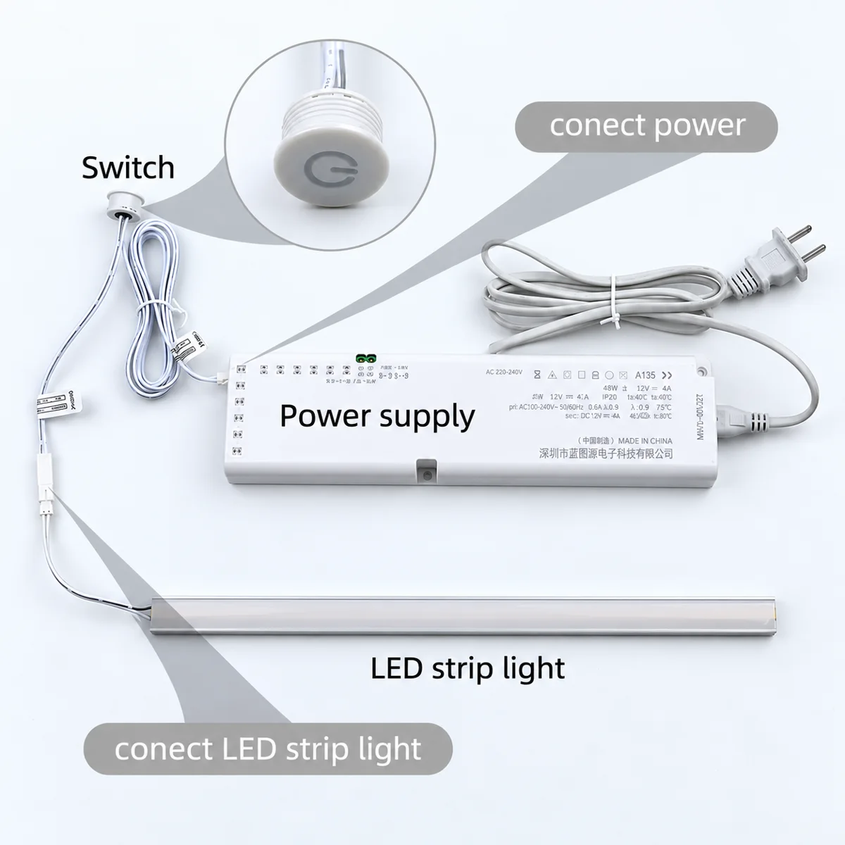 FTM02-A Touch Dimmer Switch with DuPont Cable, 12-24V 5A - photo 4