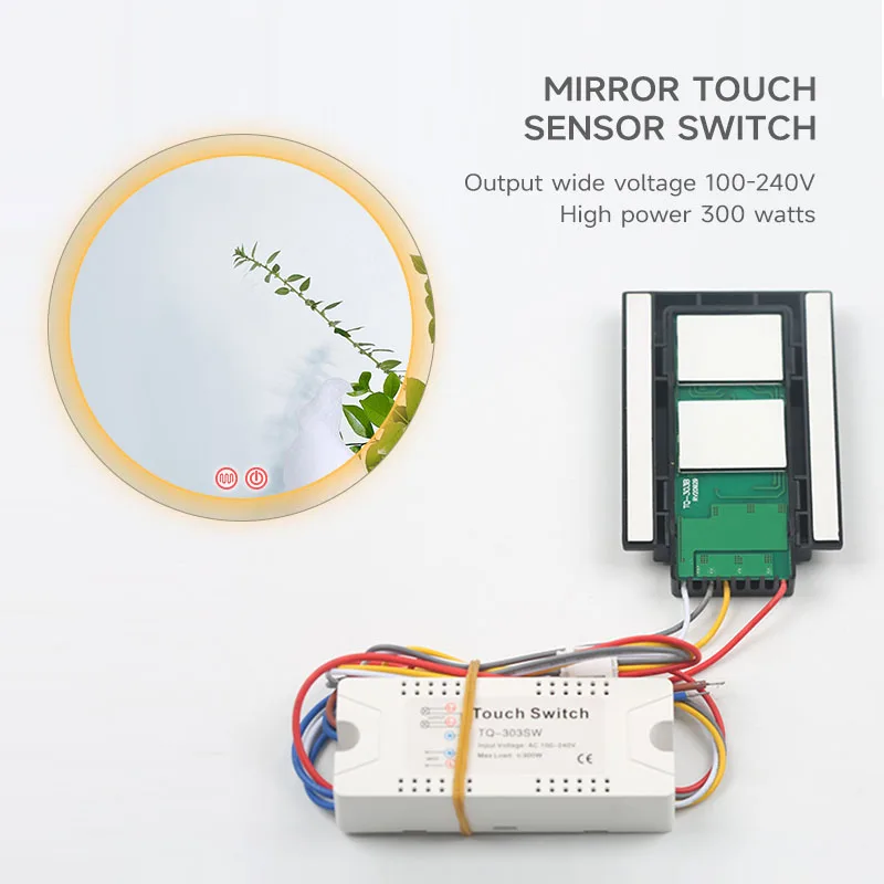 TQ-303SW Dual-Key Mirror Touch Switch with Anti-Fog, 12V - photo 3