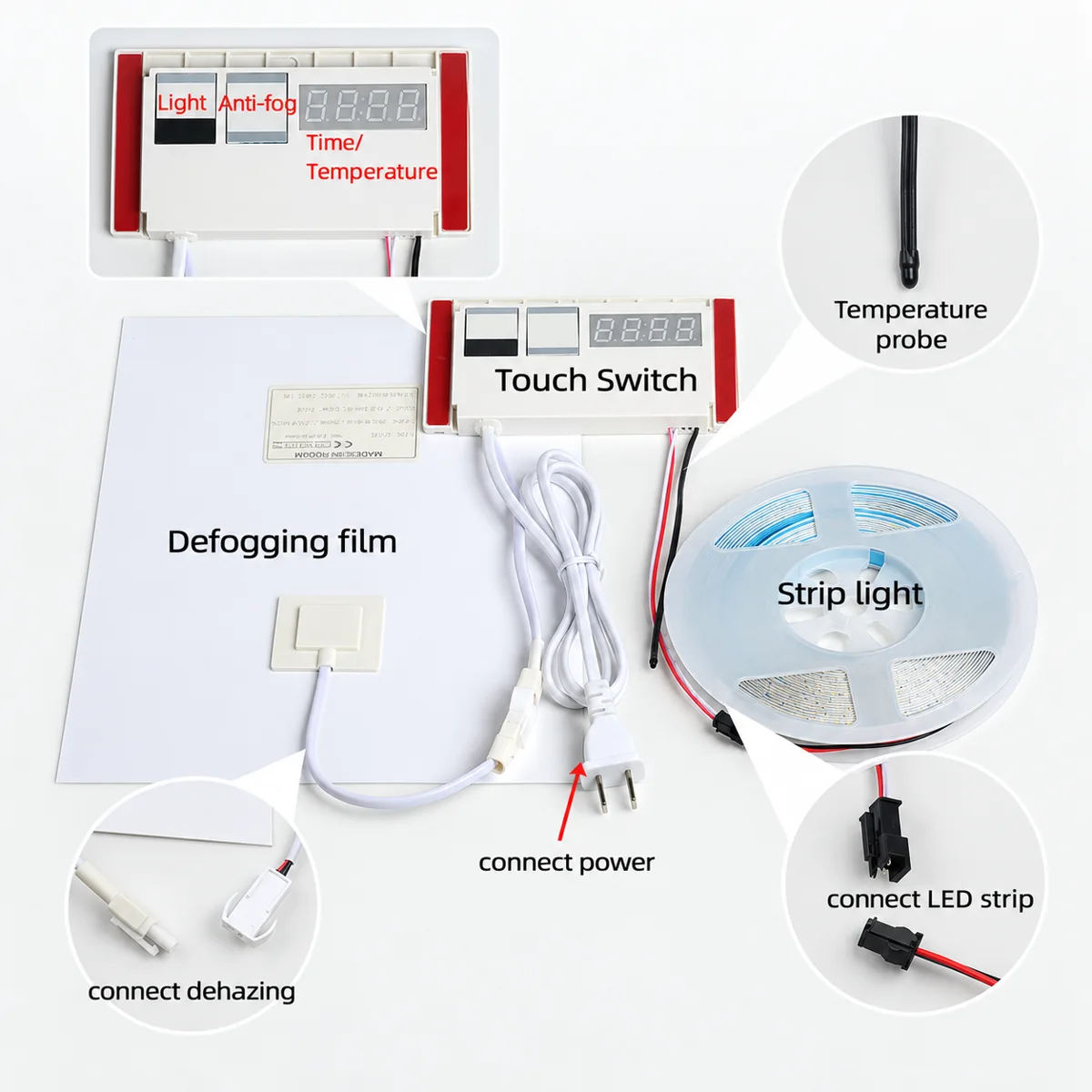 MHD-1201-A03 / B02 IR Hand-Scan Mirror Switch, Clock, 12V 12W - photo 2