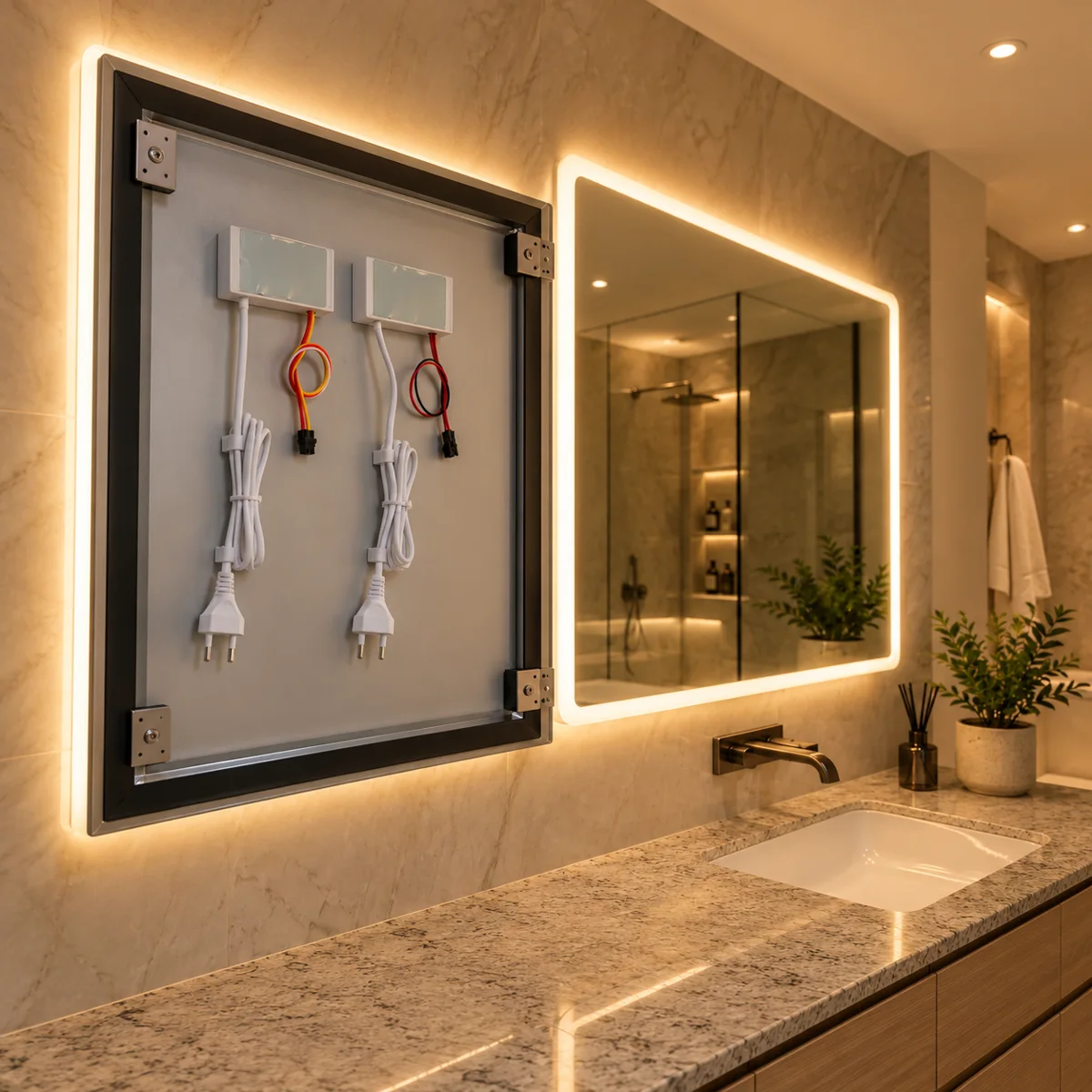 12V 12W One-Colour Mirror Touch Dimmer Switch - in use (illustration)