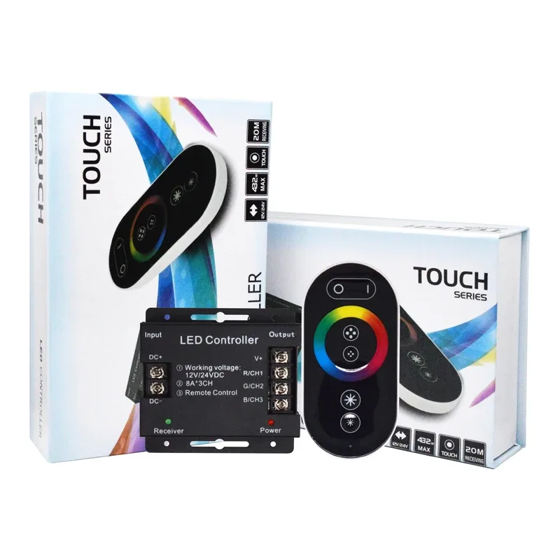 RF433 6-Key Touch Remote LED Dimmer, 12-24V 18A