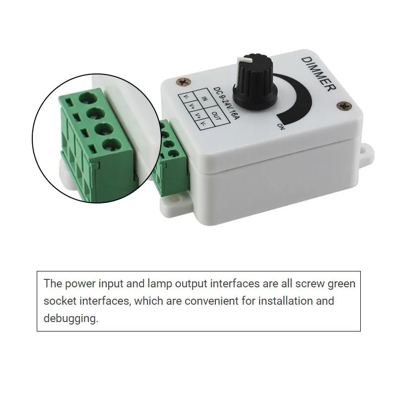 Manual LED Strip Dimmer, 12V DC 8A 192W - photo 2