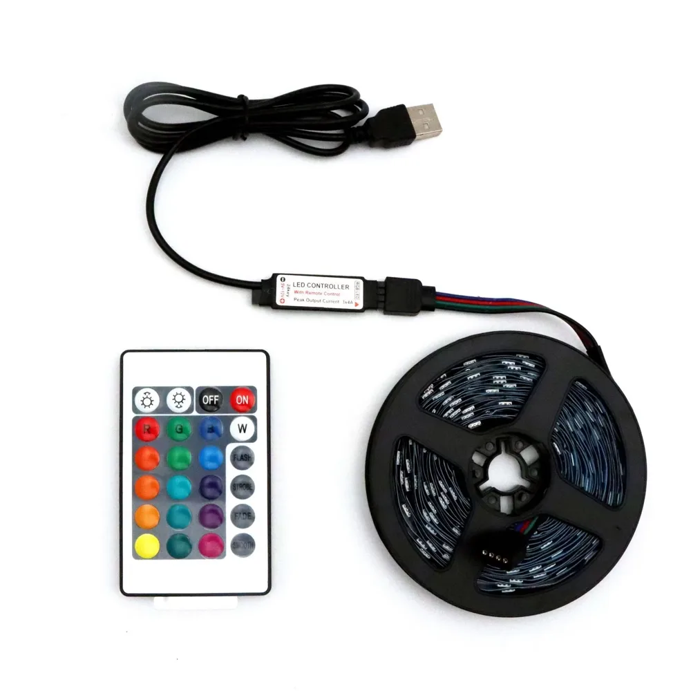 TV-5050 5V RGB USB LED Strip with Remote, 1 m