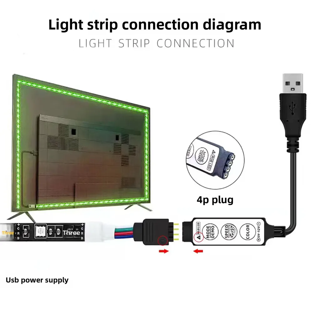 TV-5050 5V RGB USB LED Strip with Remote, 1 m - photo 2