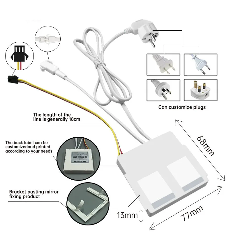 SSY-T-01 Dual-Key Mirror Touch Dimmer, 220V 12W - photo 3