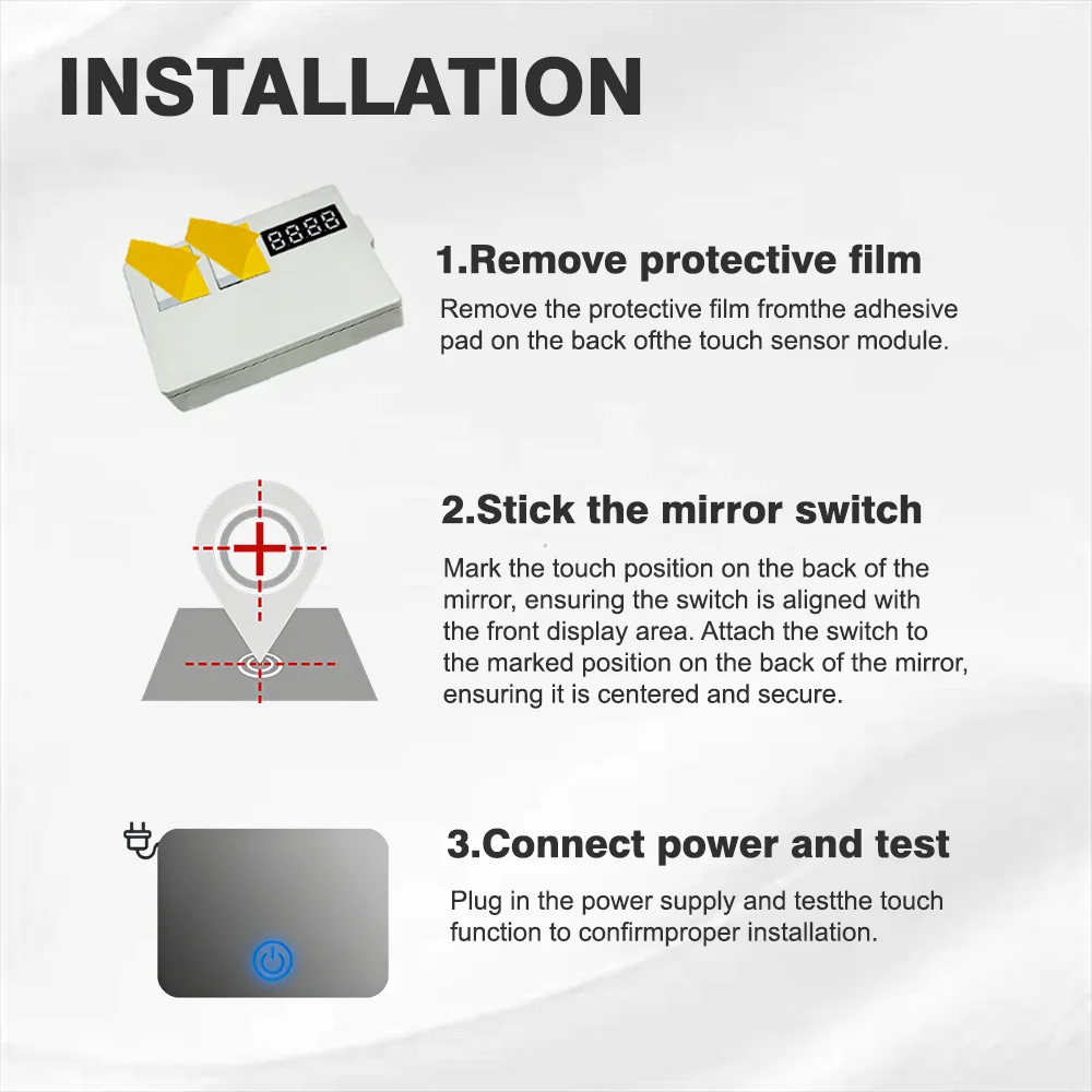 TSP-003 Mirror Switch with Time/Temp Display & Defogger, 220V - photo 2