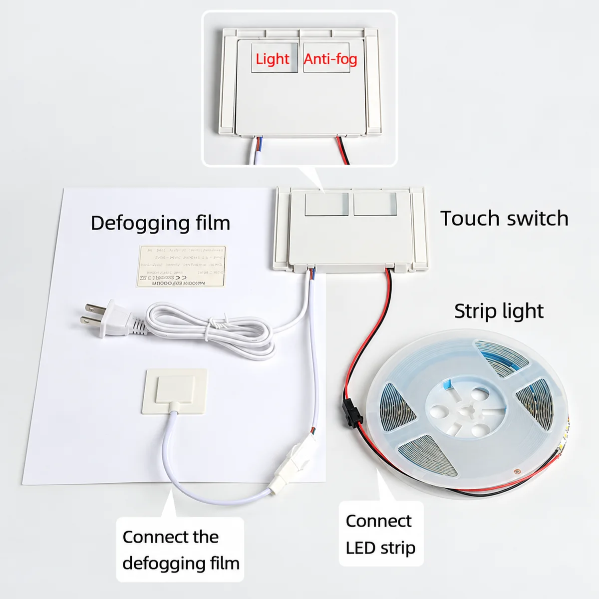 TSP-002-2412 Mirror Touch Switch with Clock and Defogger, 12V - photo 2