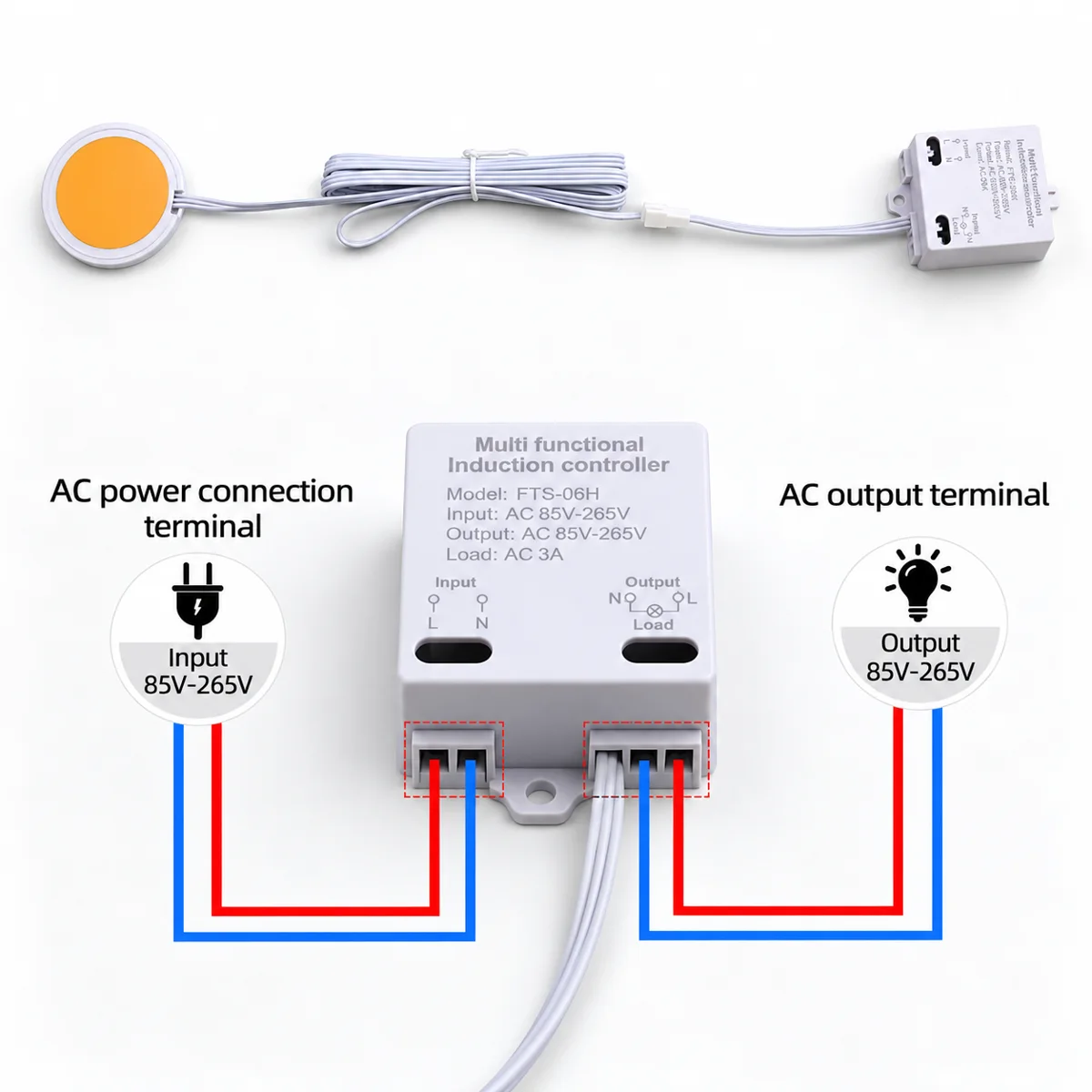 FWS-6 Hidden Touch Switch for Furniture Lights, 12-24V 3A - photo 4