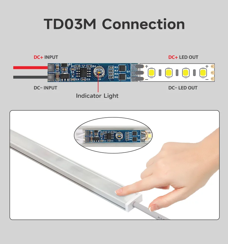 TD03M Touch Switch with 3-Step CCT and Dimming, 12/24V - photo 4