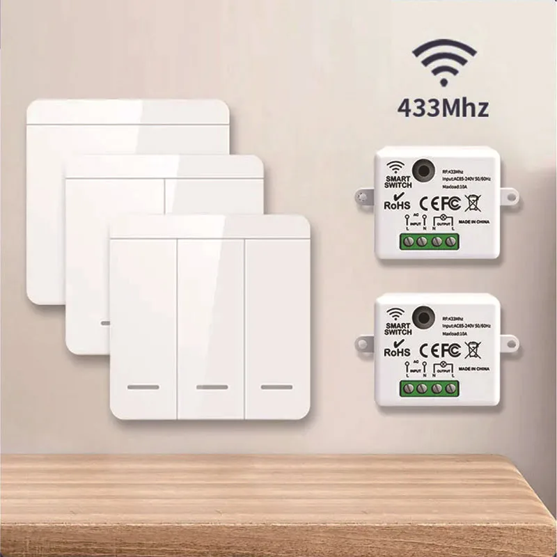 Wireless Remote Wall Switch with Receiver, 1, 2 or 3 Keys - photo 1