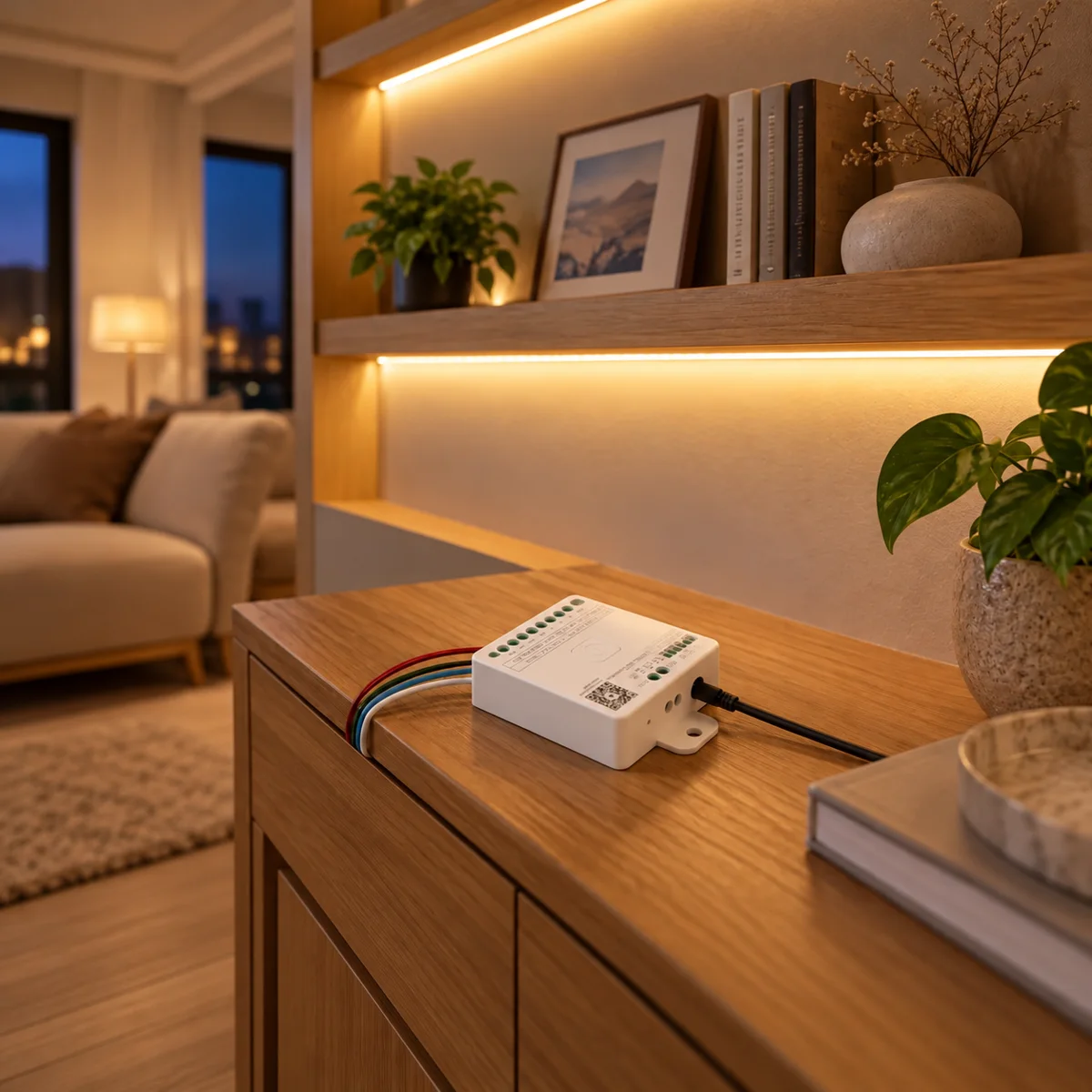 SP530E CCT LED Strip Controller with Remote, 5-24V 6A - in use (illustration)