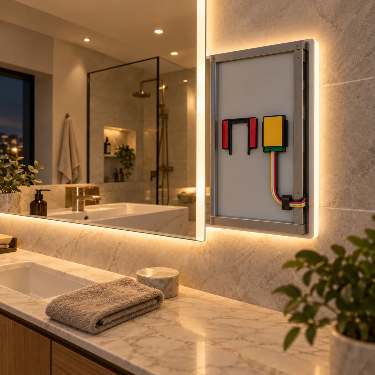 TD101D 3-Colour Mirror Touch Dimmer, 12V 36W - in use (illustration)