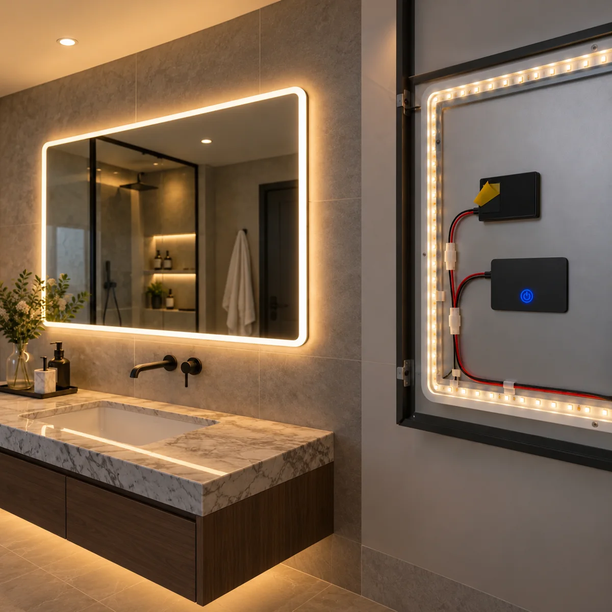 TSP-001 Mirror Touch Dimmer, 110V/220V Input, 12W - in use (illustration)