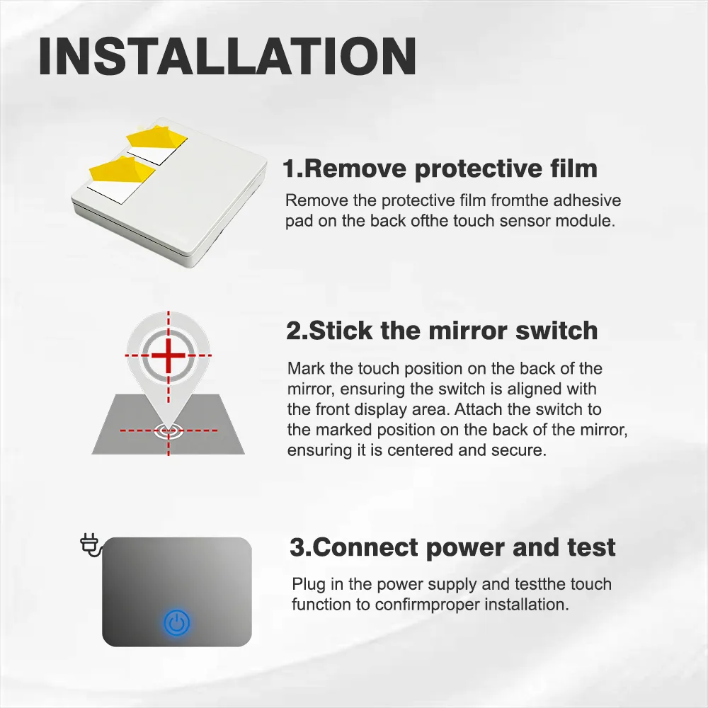 TSP-002 Mirror Touch Switch with Defogger, 110-240V - photo 2