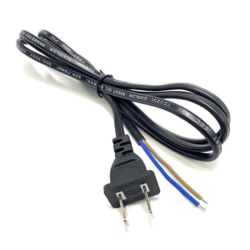 WF-207 2-Pin Power Cord, 1.5 m, Bare Wire End, US or EU Plug - photo 2
