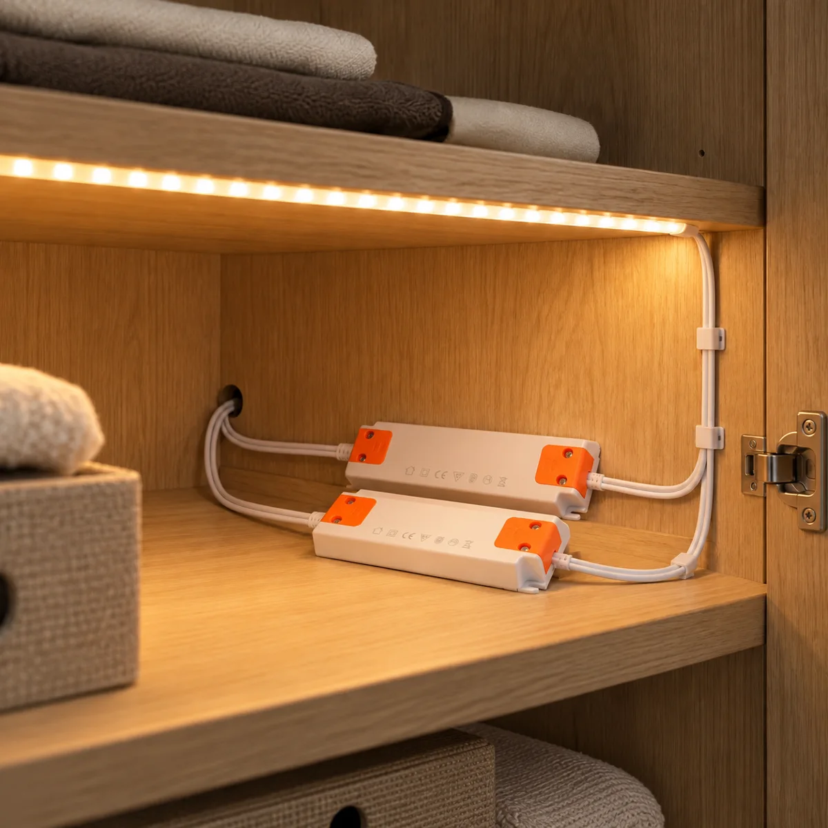 Ultra-Thin 12V LED Transformer for Cabinet Lighting, 24-60W - in use (illustration)