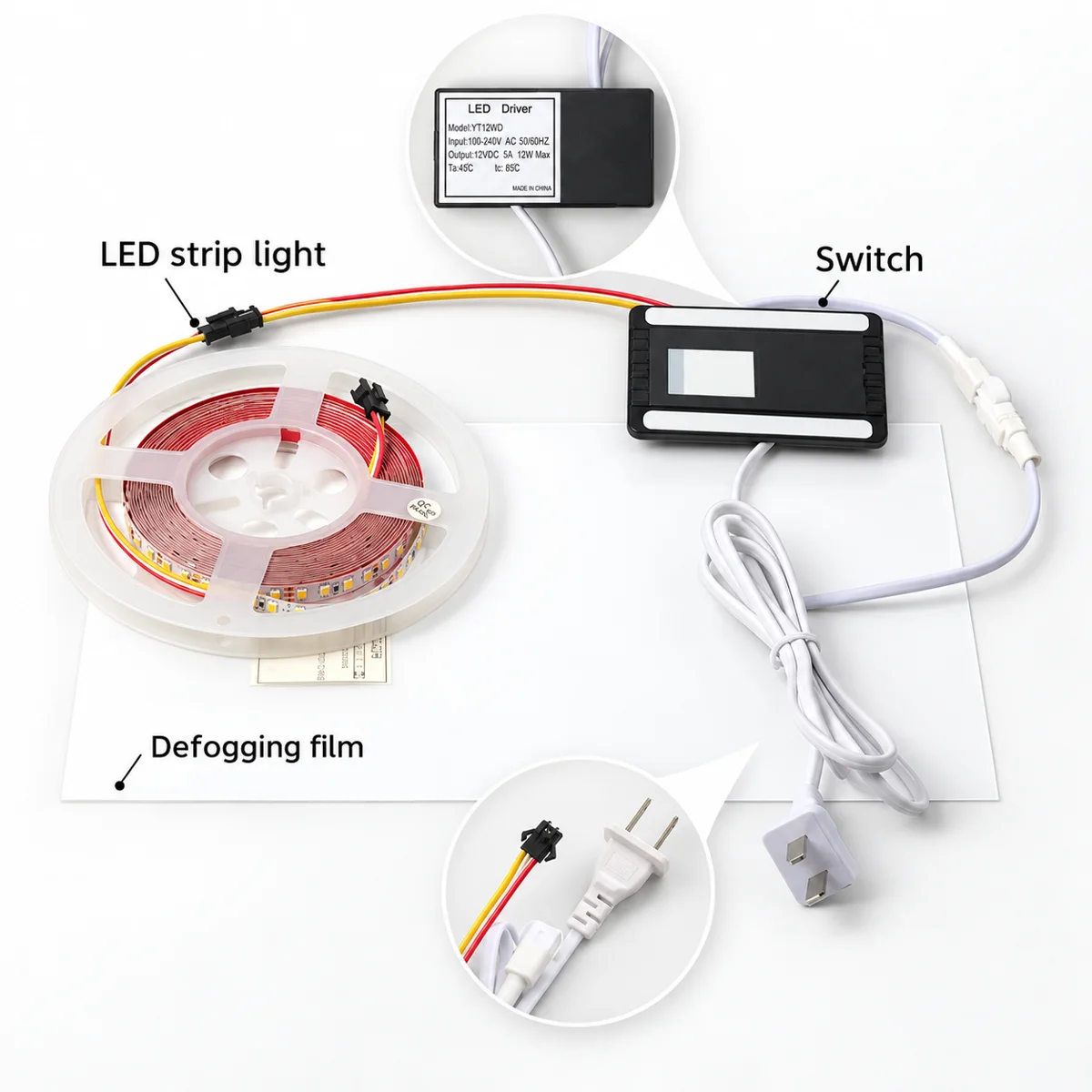 YT12WD Mirror Hand-Sweep Switch with Built-in Power Supply, 12W - photo 2